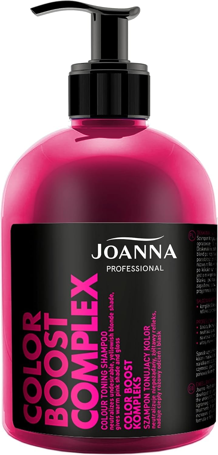Joanna Professional Color Toning Shampoo – Pink Hair Color Toner – Micro Protein Formula – Lasting Treatment – Glossy Warm Pink Locks - 500g