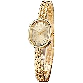 PASOY Women’s Bracelet Watch Small Face – Elegant Oval Quartz Analog Wristwatch with Metal Link Band, Gold & Silver Options, Slim Roman Numeral Dial Dress Watch for Ladies