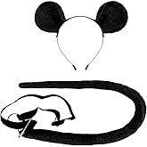 QinRuan Mouse Ears Headband and Slender Mouse Tail Set,Halloween Anime Masquerade Cosplay Props