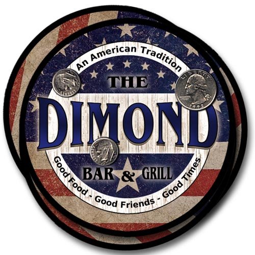 Dimond Bar&Grill Family Name Neoprene Rubber Coasters - 4pcs
