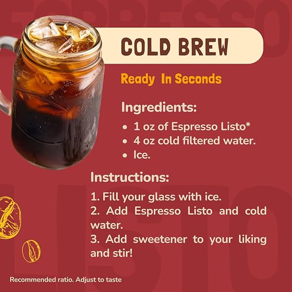 MAYORGA ESPRESSO LISTO COFFEE CONCENTRATE, ORGANIC ESPRESSO READY-TO-DRINK COFFEE, 24 SERVINGS BOTTLE, BOLD SMOOTH FLAVOR, COLD BREW COFFEE, BARISTA-QUALITY, SUSTAINABLY SOURCED – 24.35 FL OZ