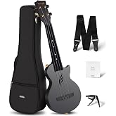 Enya NOVA U MINI 21-Inch Carbon Fiber Soprano Travel Ukulele, Black | Waterproof Body, Resists Humidity and Temperature Changes, 0.9 lb, Low-Action Setup, Beginner Kit: Case, Strap, Capo, Strings