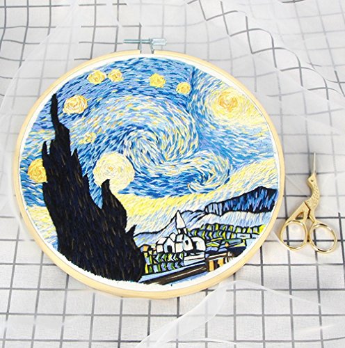 Cross Stitch Stamped Embroidery Kit - Eafior DIY Beginner Counted Starter Cross Stitch Kit for Art Craft Handy Sewing Including Color Pattern Embroidery Cloth,Embroidery Hoop,Color Threads,Tools Kit - Thumbnail 2