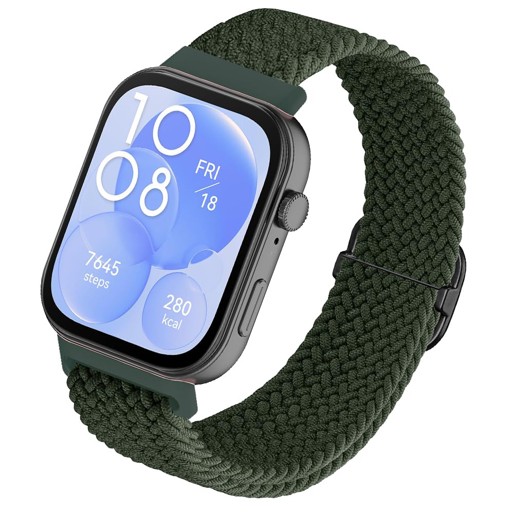 SeNool Strap Compatible with Huawei Watch Fit 4/Fit 4 Pro/Fit 3, [Nylon Braided Watch Band] [Soft, Breathable, Durable, Light], Replacement Bracelet for Huawei Watch Fit 4/Fit 4 Pro/Fit 3 - Green