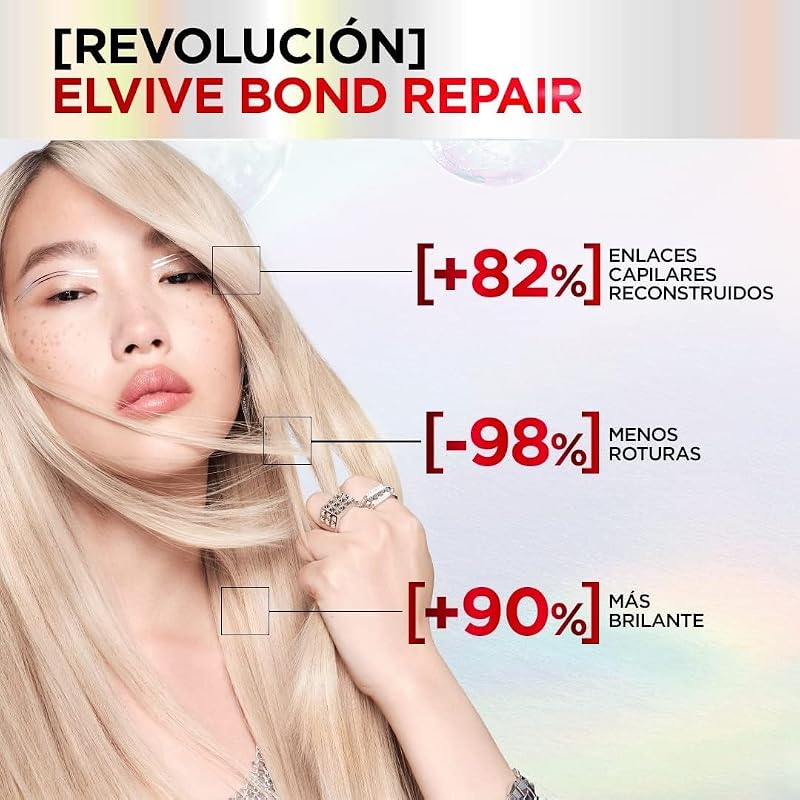 L'oréal paris elvive bond repair pré-shampoo de reconstrução torácica, shampoo, condicionador de reconstrução profunda, tratamento para reparar cabelos danificados, 98 por cento menos quebra