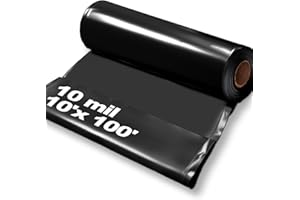 Noliven 10 mil Vapor Barrier, 10' x 100' Heavy Duty Polyethylene Film, Black Thick Plastic Sheeting Roll for Crawl Space, Gar