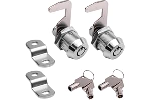 WOOCH Toolbox Lock Tubular Cam Replacement Lock Hook Cam Keyed Alike (5/8 Inch, Chrome Finish, 2 Pack)