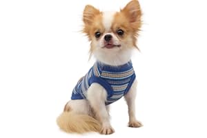 LOPHIPETS 100% Cotton Rib Dog Shirt Vest for Small Dogs Chihuahua Puppy Clothes Tank Tee-Blue/M