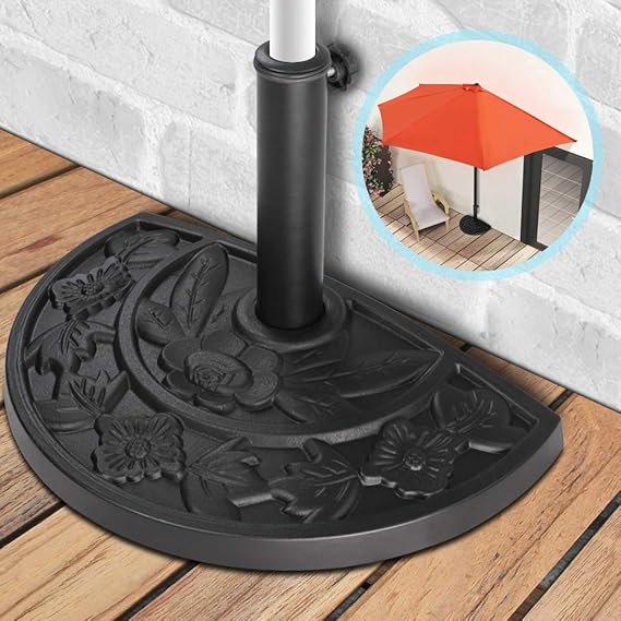 Half Round Parasol Base 9kg, Adjustable Coupler Umbrella Stand