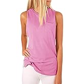 Hount Women's High Neck Tank Tops Summer Sleeveless T Shirts Loose Fit with Pockets