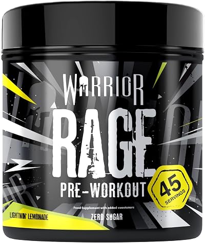 Warrior Rage Pre Workout Powder 392g Lightin' Lemonade 45 Servings 300mg