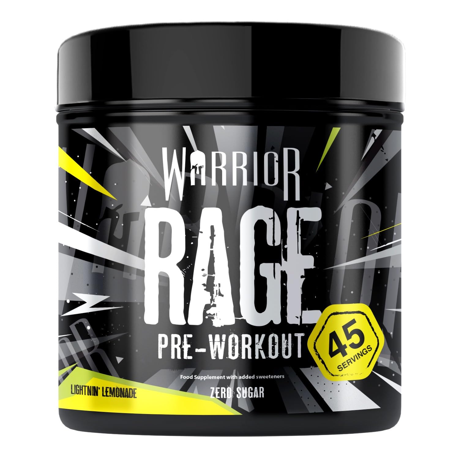 Warrior Rage Pre Workout Powder 392g (45 Servings) – 300mg Caffeine High Stim Energy Drink Supplement + Beta-Alanine, Creatine, BCAA, Taurine, Citrulline & Arginine AAKG for Muscle – Lightin' Lemonade