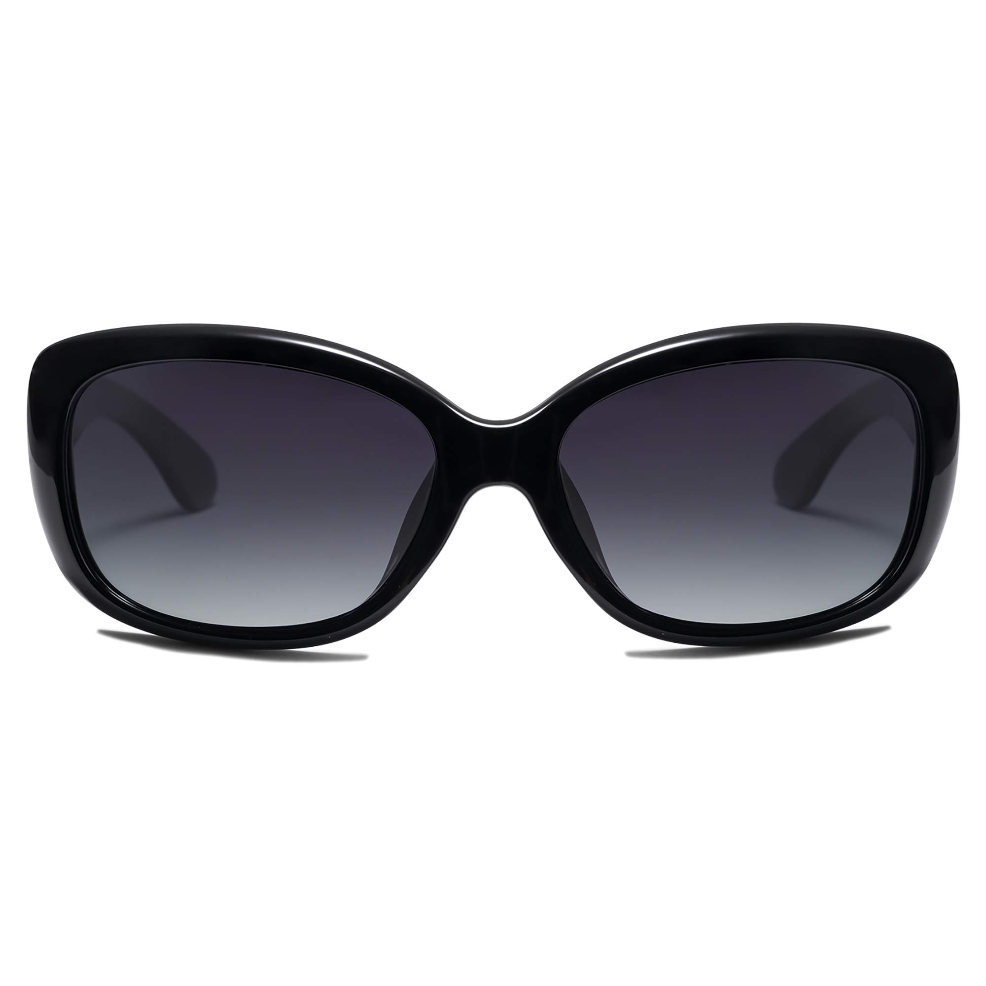 Photo 1 of SOJOS Vintage Square Sunglasses for Women Polarized UV Protection Havana Frame SJ2111 with Black Frame/Gradient Grey Lens