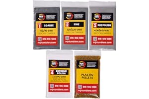 MJR Tumblers Refill Grit Kit Extreme Polish 12,000 Grit Sub Micron Polish, The Best Polish You Can Buy! for 3lb Rotary or Vibratory Rock Tumblers with Silicon Carbide and Plastic Pellets
