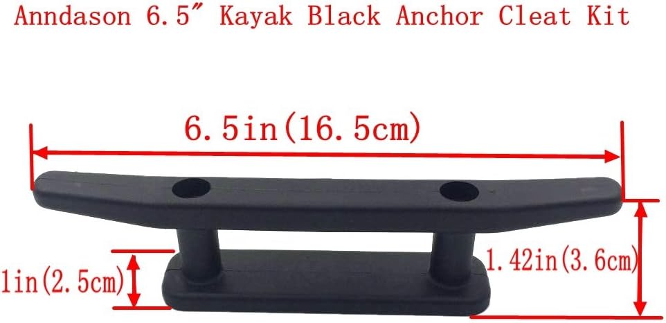 Anndason 6.5" Black Anchor Cleat Kit for Kayak Boat Canoe Mooring Deck Mount (4Pcs) : Sports & Outdoors