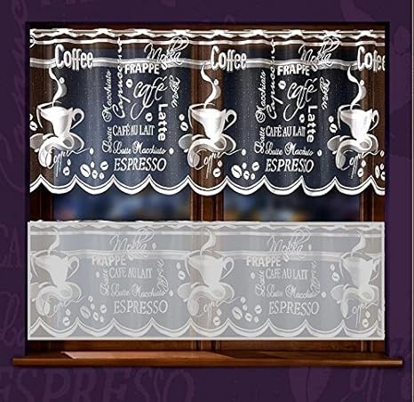 Jacquard Cafe Net Curtain Fabric Coffee Drop 28 70cm Sold By