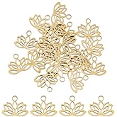 UNICRAFTALE Lotus Pendants Flower Hollow Charm Stainless Steel Petals Necklace Charms Metal Flower Charms Laser Cut Earring Pendants for Bracelets Jewelry Making