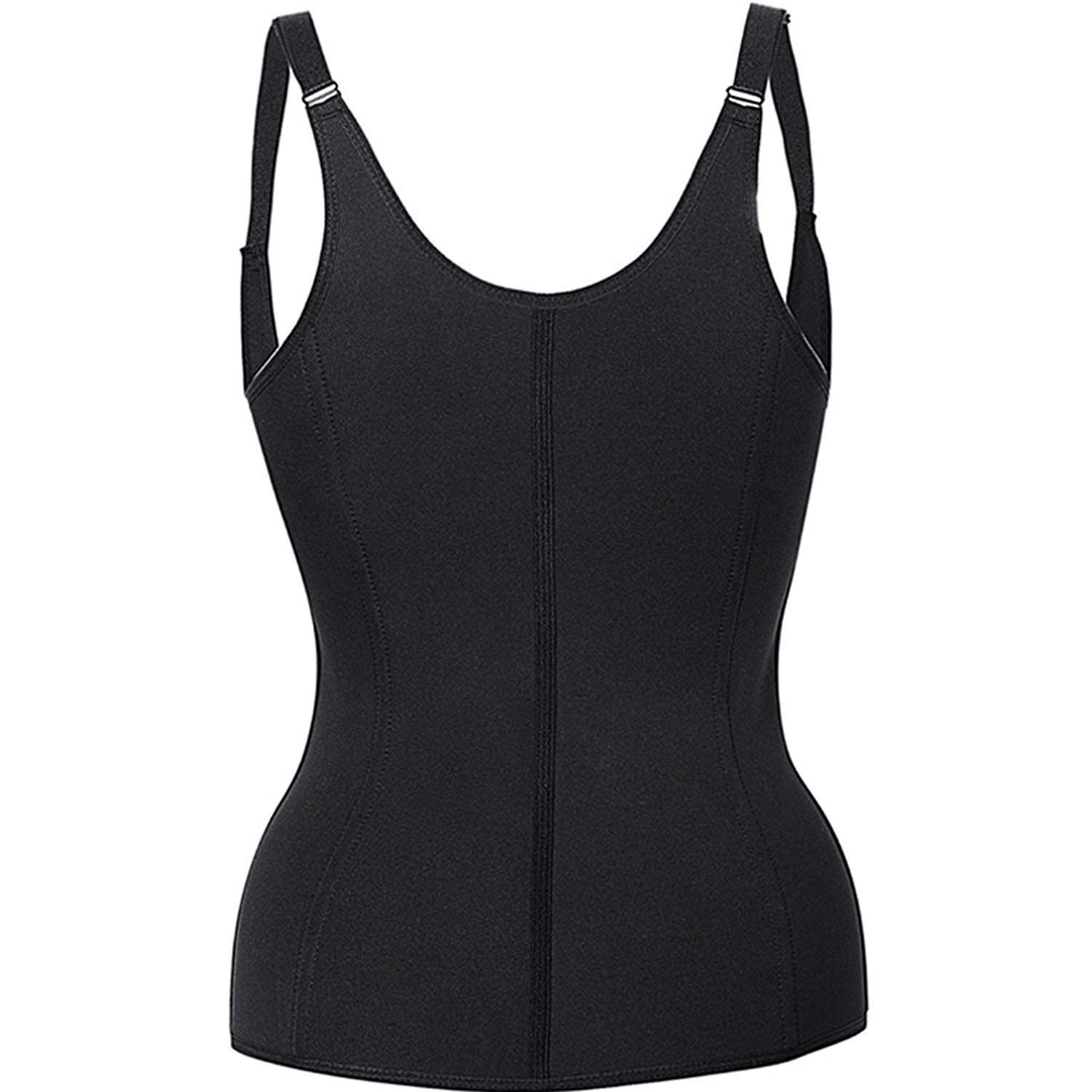 Miss-Loly Women\'s Vest Waist Trainers Body Shapewear with Zipper Adjustable Straps Tops Black M