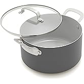 GreenPan x Bobby Flay 6QT Stockpot with Glass Lid, PFAS-Free Diamond Ceramic Nonstick Pot, Induction Suitable, Easy Clean Dishwasher & Oven Safe, Quick Heating, Pasta, Soups, Graphite