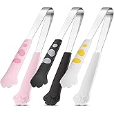 Patelai 3 Pieces Cat Paw Tongs 7 Inch Stainless Steel Tiny Tongs Cute Kitchen Accessories Mini Food Cat Kitchenware Kawaii Ki