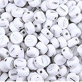 100PCS Letter Beads White Round Acrylic Alphabet Beads Silver Letter I Beads for Jewelry Making Bracelets Necklaces Key Chains DIY 4X7mm