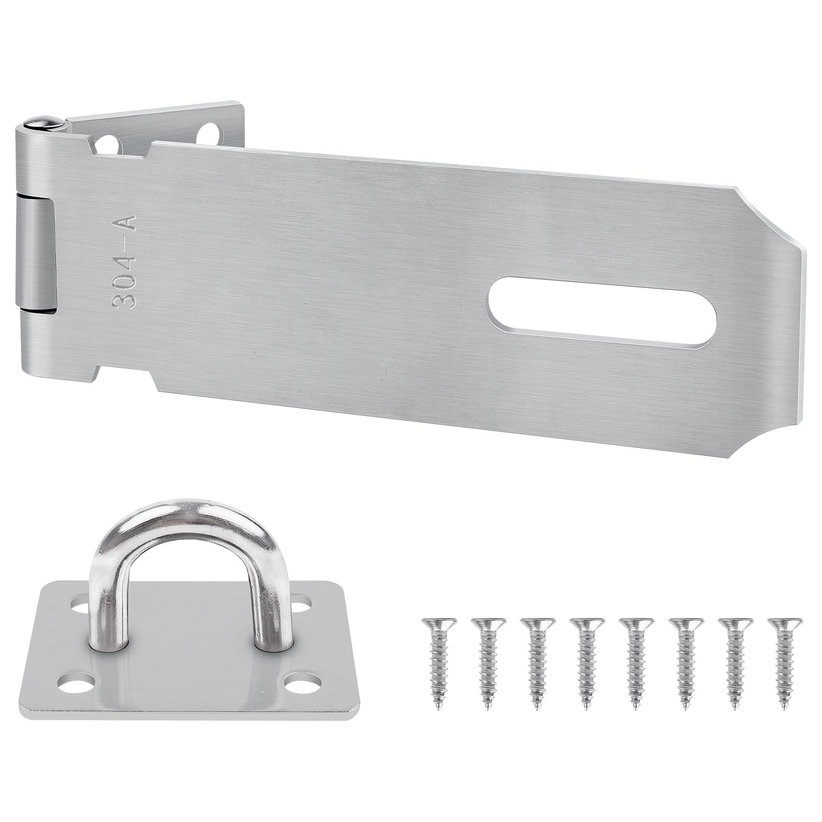 Yeepeo Padlock Hasp and Staple 5 Inch, Stainless Steel Shed Lock Hasp Heavy Duty Shed Door Latch Clasp Lock Padlock Staple Gate Lock Latch Security Hasp Staple Lock for Door Shed Window Cabinet