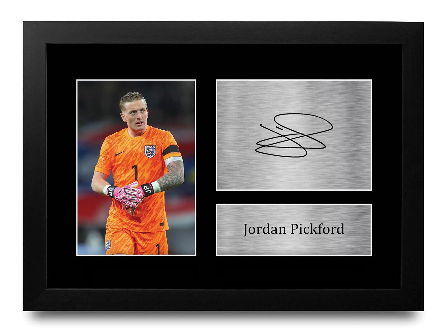 HWC Trading FR A4 Jordan Pickford England Gifts Printed Signed Autograph Picture for Football Fans and Supporters - A4 Framed