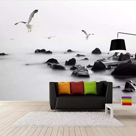 Amazon Xueshao 3d写真の壁紙黒と白の石現代のファッションアートリビングルームのソファテレビの背景の壁屋内装飾壁画 280x0cm 壁紙