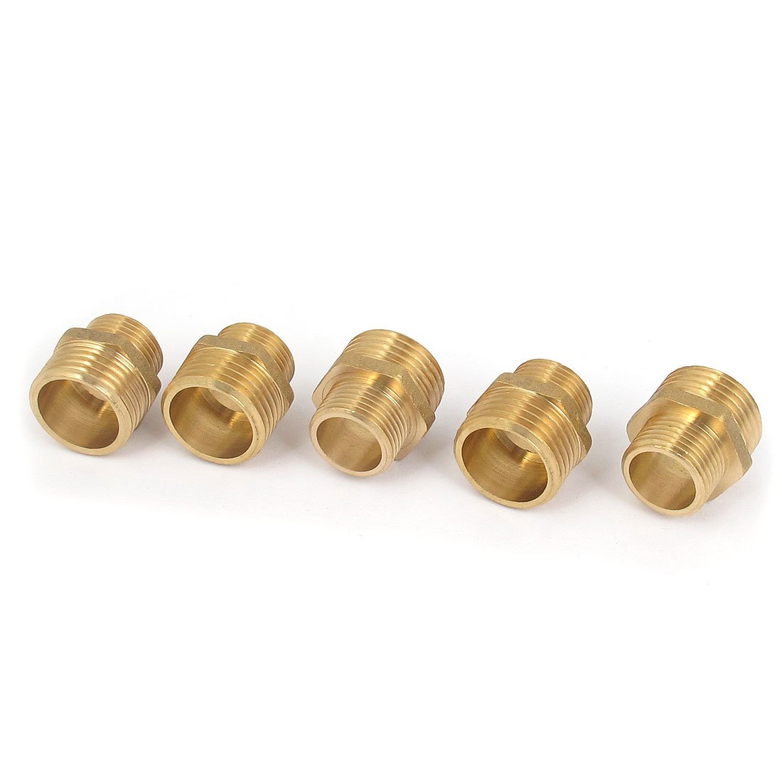 sourcingmap 1/2BSP to 3/8BSP Male Thread Brass Pipe Hex Nipple Fitting 5 Pcs
