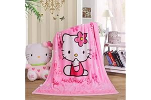 HIDTAW Cartoon Printing Throw Blanket for Girls Kids Adults, 40"x55", All Seasons Flannel Fleece Blanket, Soft & Warm Plush Blankets for Couch Sofa Bed Camping Travel (Pink)