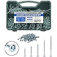 Massca Wood Screws Assortment Kit - Pocket Hole Screws with Plastic Storage Box, 500 Set Screw Assortment Kit Heavy Duty, Fine Thread, Zinc Plated Set Screws for Woodworking, Varying Lengths