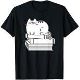 Cute Book Nerd Cat T-Shirt - Funny Nerdy Kitten Shirt T-Shirt