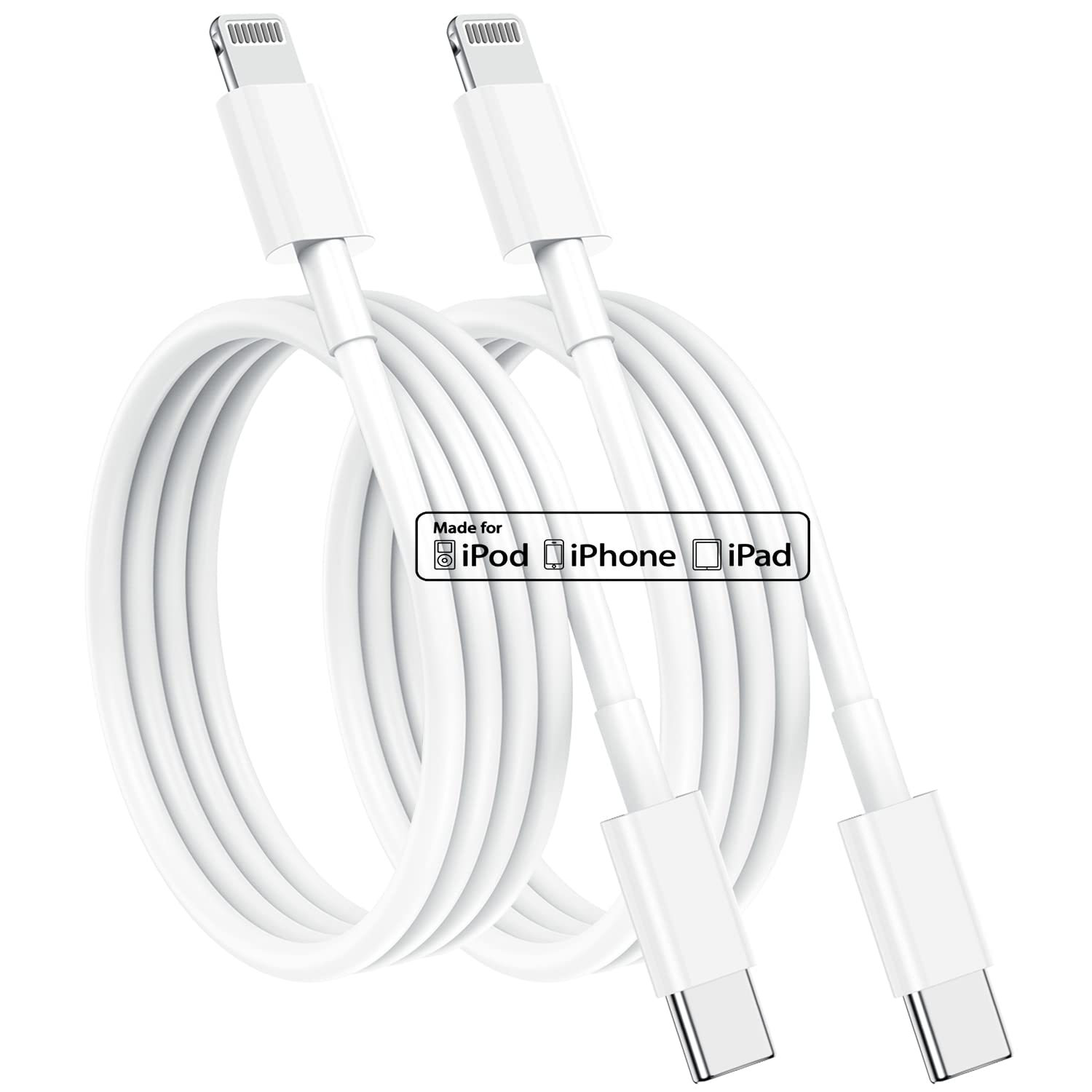 Photo 1 of USB C to Lightning Cable (2pack 10 ft), Apple MFi Certified iPhone Fast Charger 3m, Power Delivery Original Type C Charging Cord for Apple iPhone 13/12/11 Pro/11/XS MAX/XR/8/7/6s Plus,iPad (White)