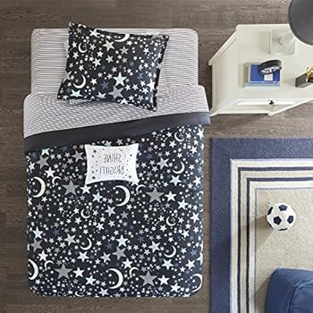 4 Piece Kids Sun Moon Stars Comforter Set Outer Space Galaxy