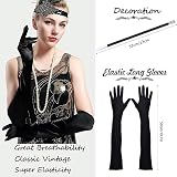 Pecehom 1920s Flapper Accessories Set Roaring 20s Headband Necklace Gloves view 4