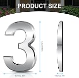 Vicloon 3D Door Numbers 3 Inches Self Adhesive Waterproof Silver 7.6cm view 2