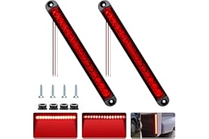 CZJCGD 10 Inch 15 LED Red Trailer Tail Brake Light Bar 2 PCS，Strip Sealed Park Stop Turn Signals Tail Light, IP67 for RV Truck UTV ATV, DOT Certified