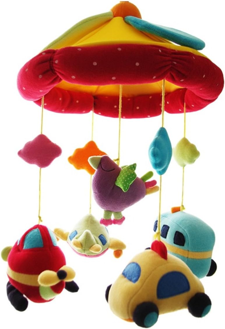 Sweet Mall 35 Melodies Rotating Baby Crib Bed Hanging Bell Music Box Car Toys with Arm Bracket Holder + Wind-up Auto Music Tone Box