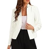 Allegra K Business Casual Blazer for Women's Notched Stand Collar Long Sleeve Button Work Blazer Suit Jacket