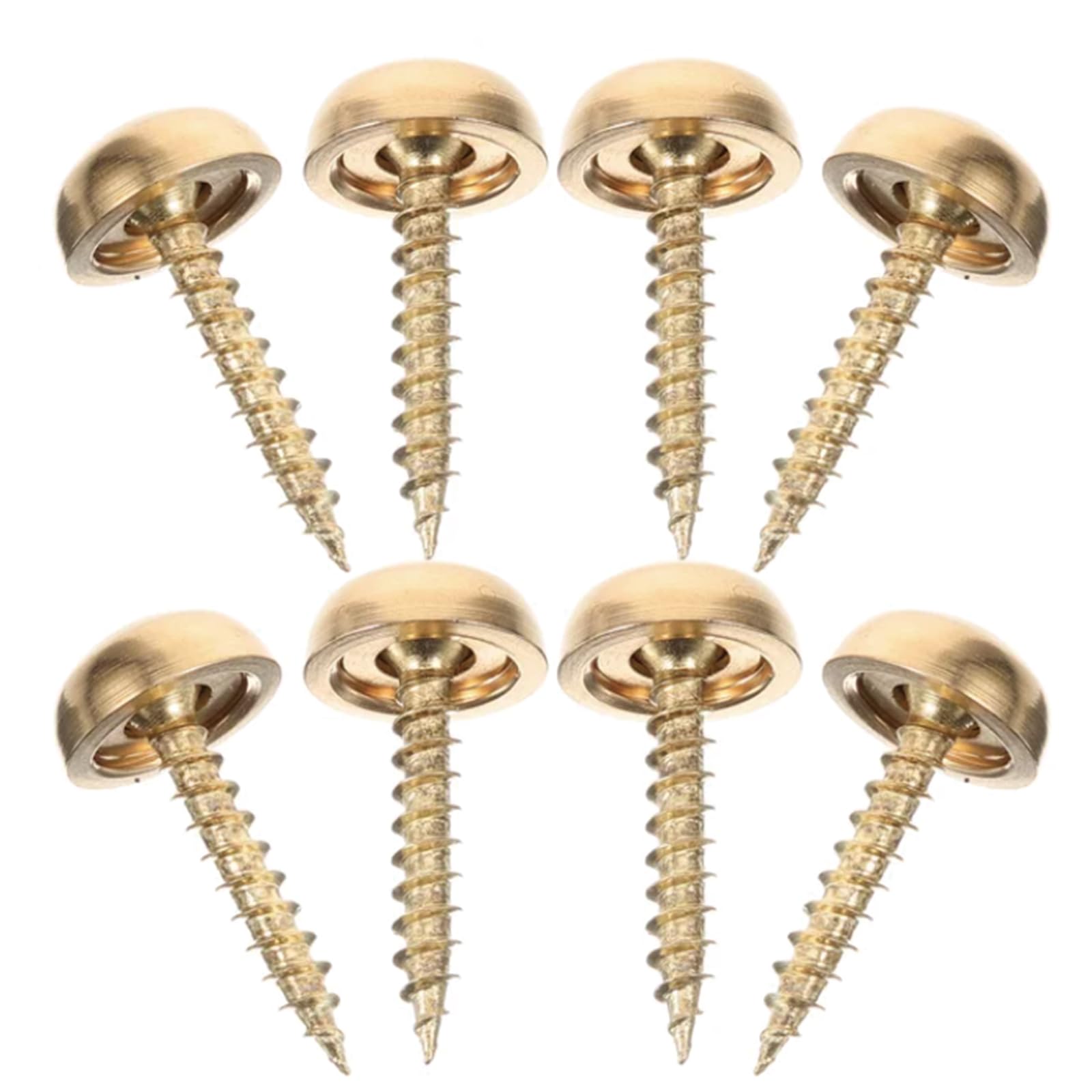 8 Sets Mirror Screws, 9 mm Mirror Nails with Decorative Caps, Bass Mirror Covers with Self Tapping Screw for Tables, Bath Plates, Furniture Fittings, Yellow brass