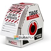 INCOM Manufacturing Lockout Tags On A Roll, Danger Do Not Operate, Heavy-Duty DuraPly™ Stock, Waterproof And Tear-Resistant, 