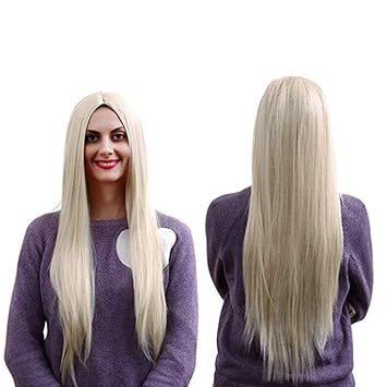 Amazon Com Yarui Center Part New Wig Long Straight Heat