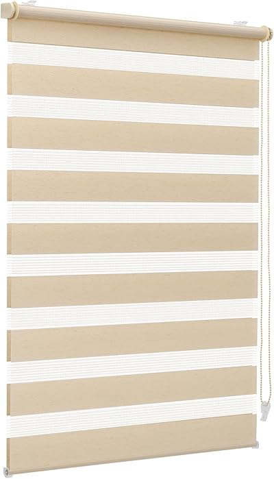 Sekey Doppelrollo Klemmfix ohne Bohren für Fenster, Doppelrollo 50 cm breit, Duo Rollo Jalousie Sonnenschutz, 50x100cm, Gelbleinen
