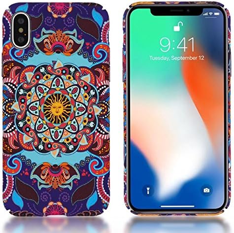 iPhone X Case,CLOUDS Luminous Smooth Premium Durable Hard PC Cool Tribe Colorful Purple Bohemian Style case with a free screen protector