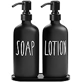 MOMEEMO Black Soap Dispenser Bathroom, Contains Lotion and Hand Soap Dispenser, Suitable for Bathroom Accessories Decor. (Black)