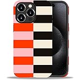 DAIZAG Compatible with iPhone 15 Pro Max Case,Red Black Stripe Pattern 2 in 1 Heavy Duty Shockproof Rugged Hard PC+Soft Silicone Protective Cover