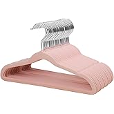 ManGotree 14 Inch Kids Velvet Hangers for Closet, Ultra-Thin Space Saving Children's Clothes Hangers, Non-Slip Felt Toddler Hanger for Youth's Clothes (32 Pack, Light Pink)