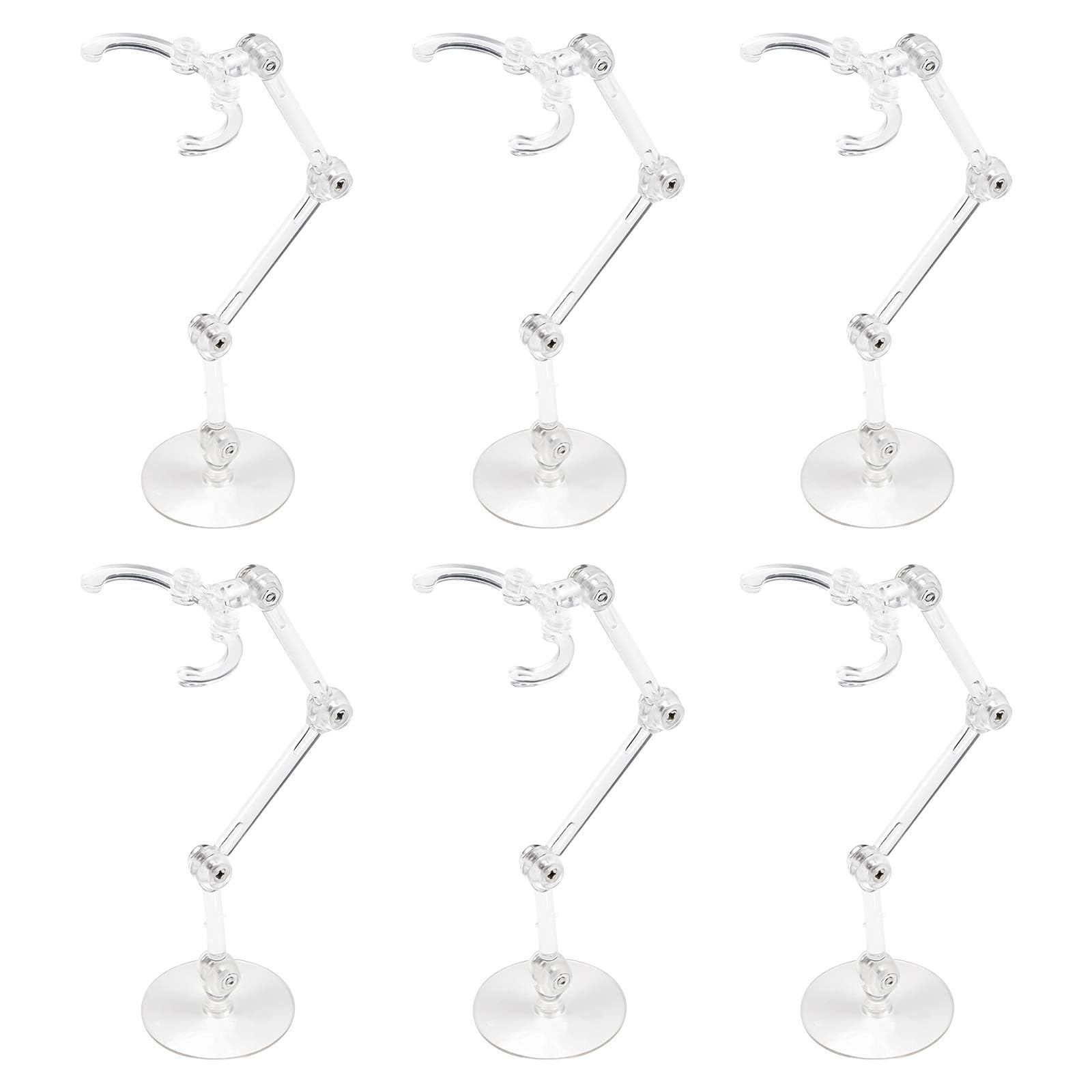FINGERINSPIRE 6Pcs Action Figure Stand, Round Display Holder Base Miniature Bases for Doll Model Support Stand(Clear) for Action Figures or Effects