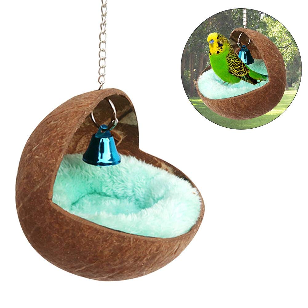 Promnote Natural Coconut Shell Bird Nest House Bed For Pet Parrot
