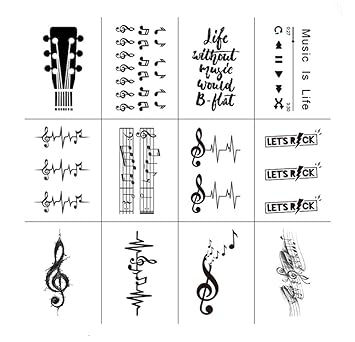 Amazon Com Sanerlian Black Music Notes Temporary Tattoo Sticker